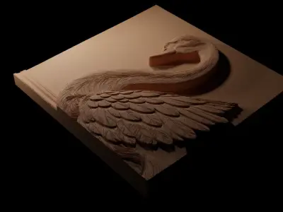 Swan CNC 3d Print High Relief Sand Casting 3D print model