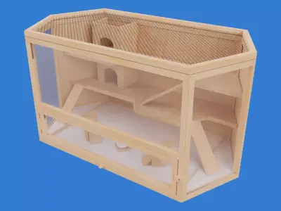 Wooden Hamster Cage Low-poly 3D model