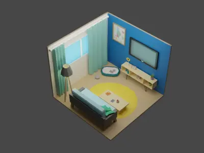 Living Room 12 Low-poly 3D model