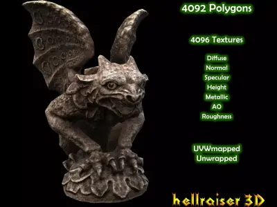 Gargoyle Statue - PBR - Textured Low-poly 3D model
