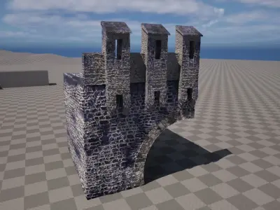 UE5 assets Medieval stone bridge small Free low-poly 3D model