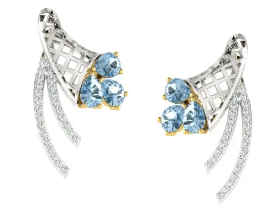 Women Flower Drop Pear Diamond Earring  3D print model purchase