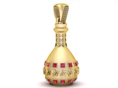Floral Ruby Bottle Pendant   3D Printable Jewelry 3D print model