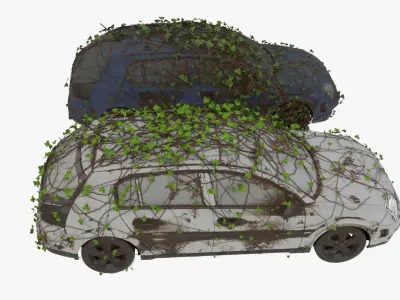 4K realistic low poly abandoned car Low-poly 3D model