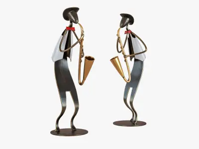 The set of five statuettes of jazz musicians 3D model