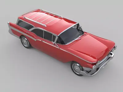 Mid-Century Classic Family Wagon Low-poly 3D model