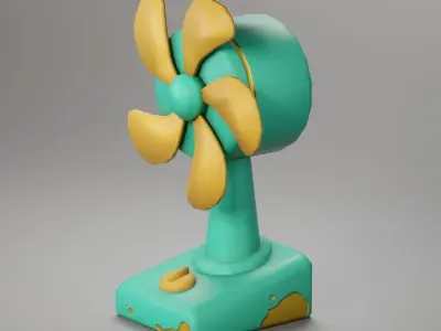 Desk Fan Low-poly 3D model