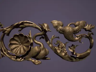 Grotesque edge decor kit bash set  Low-poly 3D model