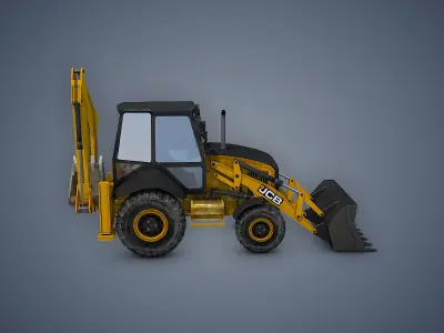 JCB Loader Backhoe Low-poly 3D model