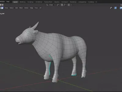 Cow base mesh Low-poly 3D model purchase