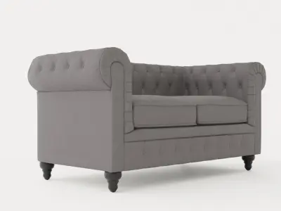 Chesterfield Luxury Velvet Sofa 2 Seater Low-poly 3D model