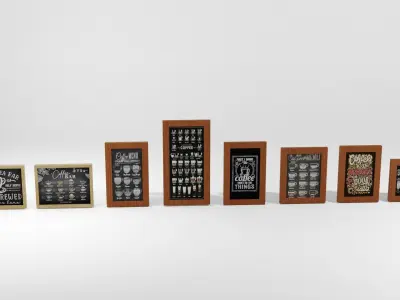 Coffee decor pictures Low-poly 3D model