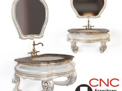 Classic washbasin with mirror 3D model