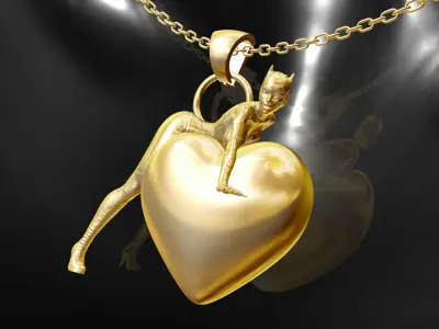 Batgirl Superman Pendant Jewelry Gold 3D print model