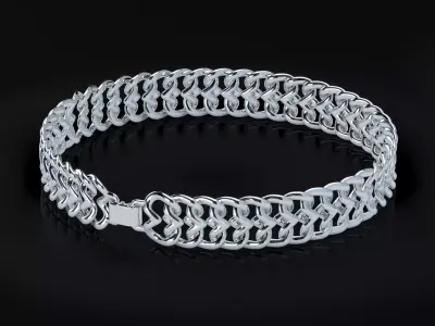 Double Heart Link Bracelet 200mm 10mm 1point5mm  3D print model