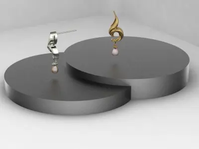 Women pearl earing 3D model  3D print model