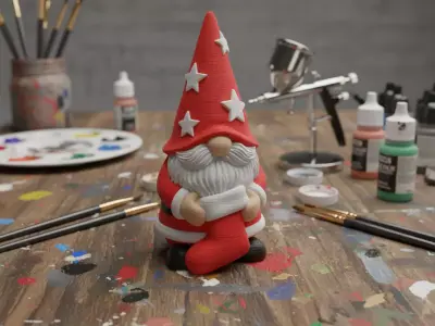 Christmas Gnome with Stocking Festive Holiday Figurine 3D print model