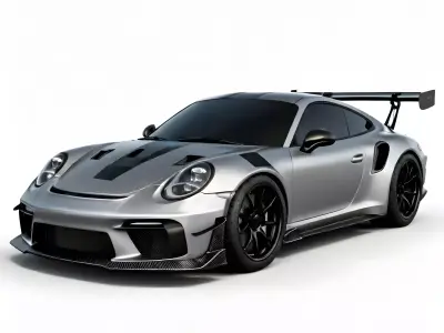 High-Performance Silver Track Sports Car 3D Model Low-poly 3D model