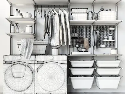 wall module Algot 13 washing machine  Laundry set 3D model