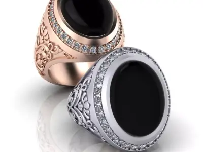 luxury oval halo man jewelry ring  3D print model