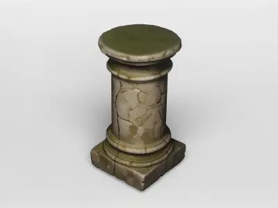 Ancient Cracked Stone Pillar Base 3D model