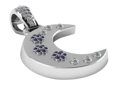 crescent moon pendant 3D print model