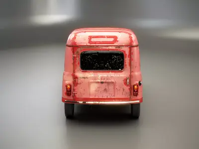 Renault 4 Van Rusted Low-poly 3D model