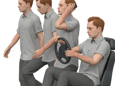 Casual Man in 04 Poses Low-poly 3D model