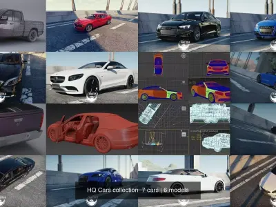 HQ Cars collection  7 cars 3D Model Pack