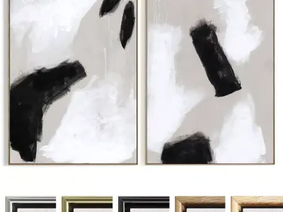 Plaster Two Photo Frame 468 Low-poly 3D model