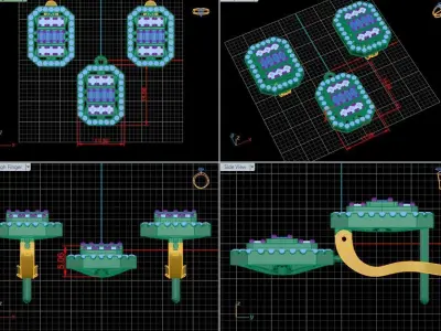 Stone pendant and earring 3D print model