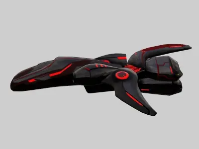 spaceship scout black Low-poly 3D model