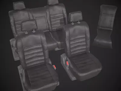 Modular Car Seats Set Low-poly 3D model