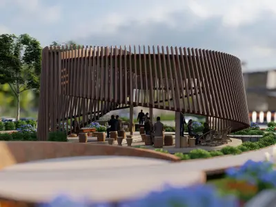 Coffee Seating Area african cultural concept 3D model