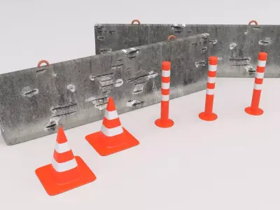 Street Sign Construction Low-poly 3D model