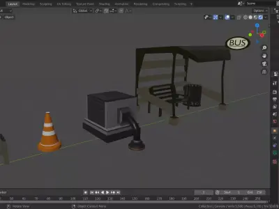 Low poly Street props Free 3D model