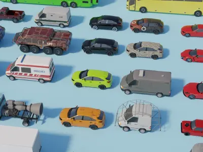 Low Poly Cars Pack-  Game Assets Low-poly 3D model
