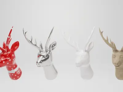 Deer decoration head Low-poly 3D model