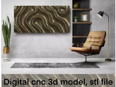 Wavy Panel 3D Model STL File for CNC and 3D Printing 3D print model
