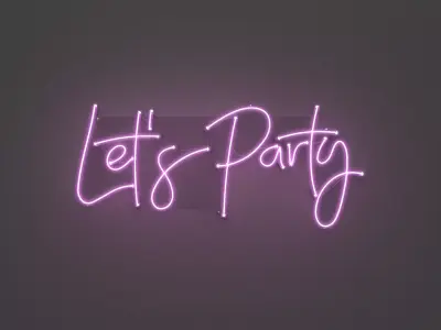 Lets Party - Neon Sign 3D model