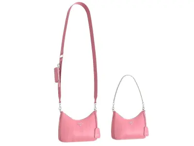 Prada Padded Nappa leather Re-Edition Shoulder Bag Pink Low-poly 3D model