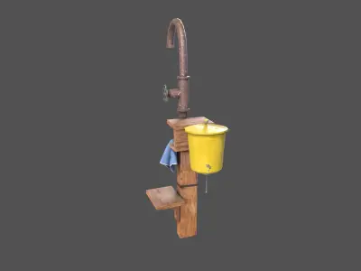 Outdoor Water Tap Low-poly 3D model