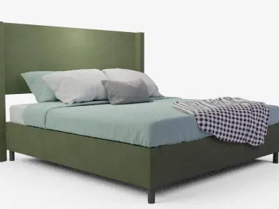 Modern Wingback Bed 3D model