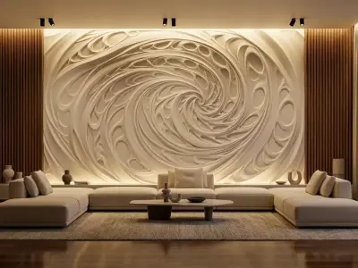 modern panel wall decor set relief stl mural CNC 191  3D model