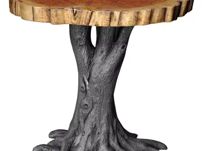 Table Rustic Sculptural Rural solid wooden coffee side root  3D model
