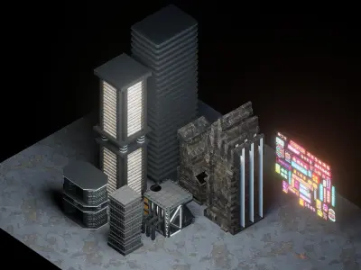 42 Neon Signs Pack Low-poly 3D model