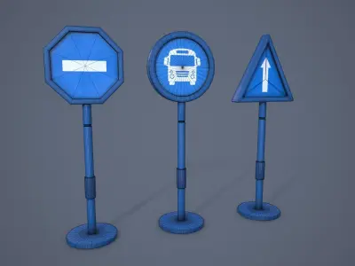 Cartoon Street Traffic Sign 3D model