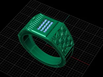 Print Ready STL 3DM  Gents Rings Diamond Men Ring  3D print model 40