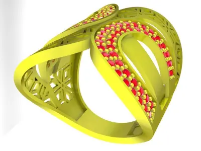 Luxury Artistic Openwork Pave Ring 3D Model for Fine Jewel  5021 3D print model