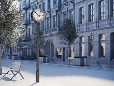Modern street clock 3D model